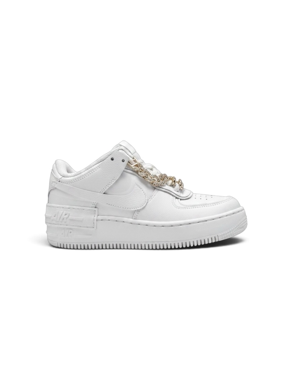 Nike Air Force 1 Shadow Women’s Sneakers — White with Gold Accents - Picture 4 of 11